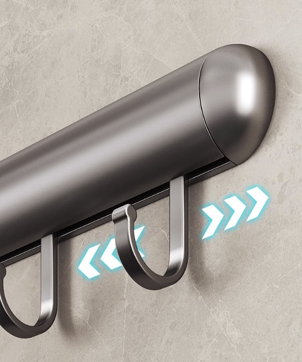 Barra Colgante Adhesiva para Cocina – Sin Taladros, de Aluminio con Ganchos (20–50 cm)